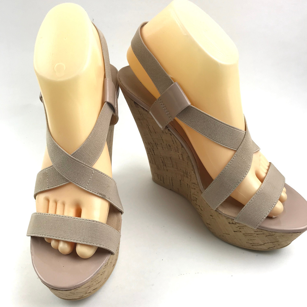Boston Proper Cork Wedge Size 8.5 Strappy Sandal - Picture 1 of 8